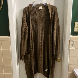 Hippie Rose Brown Cable Knit Cardigan